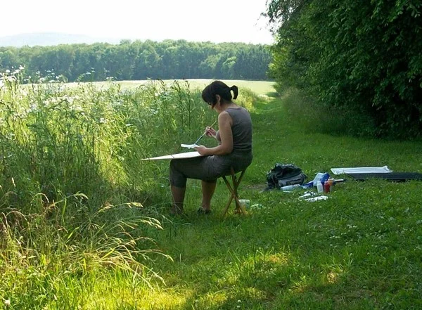 Künstlerin bei Plein Air Malerei