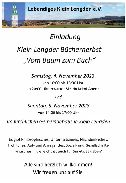 Klein Lengder Bücherherbst 4. und 5. November 2023