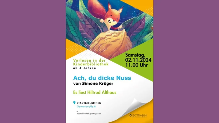 Plakat Samstagsvorlesen Ach, du dicke Nuss