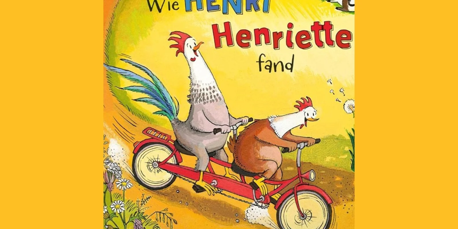 Hahn und Henne beim Fahrradfahren