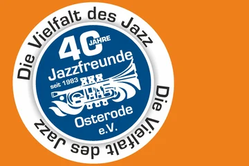 Header mit Logo Jazzfreunde Osterode auf orangenem Grund