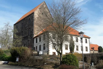 Burg Hardeg Außenansichgt mit Baum